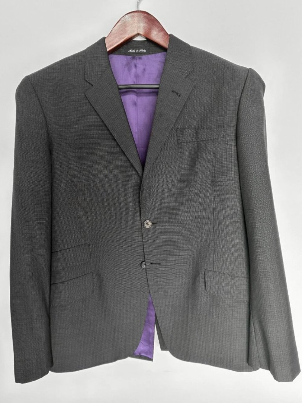 PAUL SMITH "The Bayard" men's jacket size 42R wool dark grey/graphite microcheck